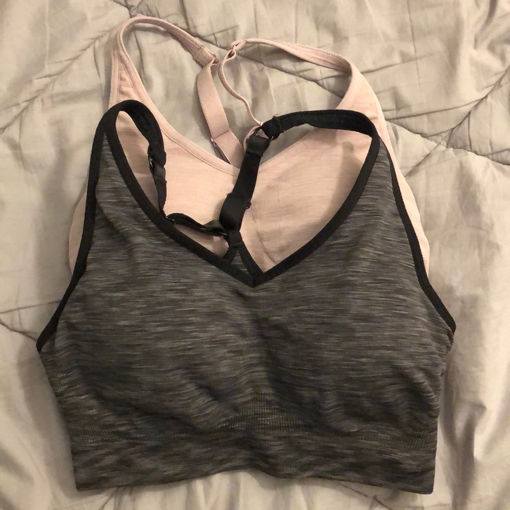 GREY AND LIGHT PURPLE SPORTS BRAS